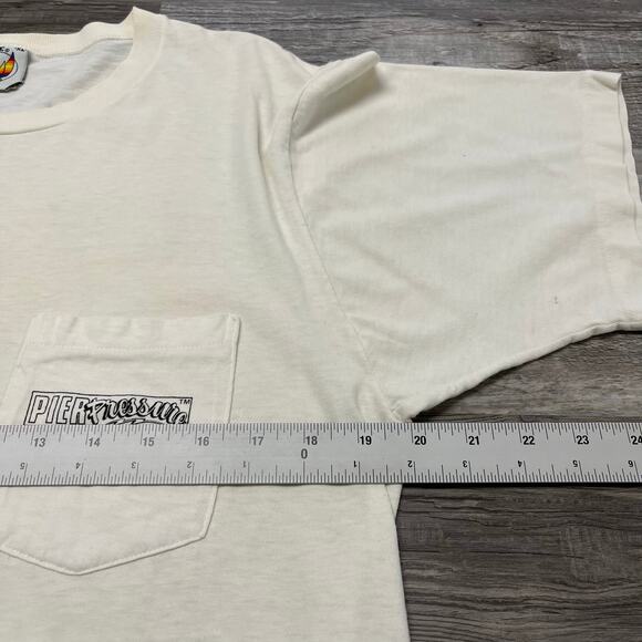 Vintage 1987 Pier Pressure Hobie Heavy White Mens XL Surfer USA Made Pocket Tee - Picture 10 of 13